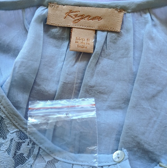 NWT Powder Blue Bell Sleeve Blouse w/Lace Trim - Picture 8 of 8